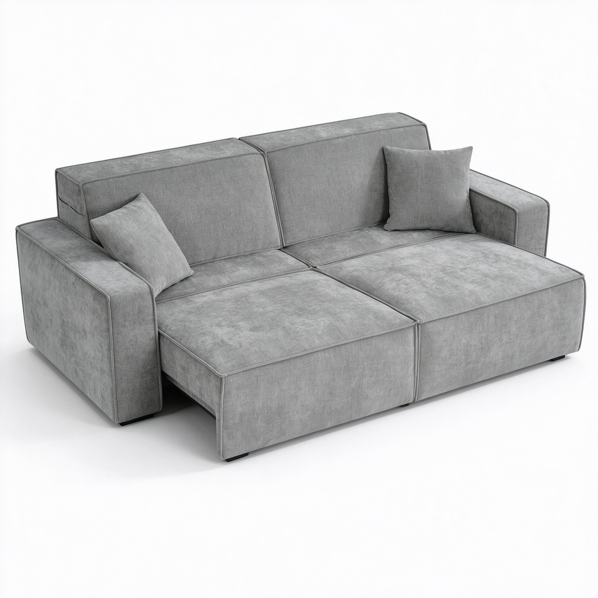 Sleek Grey Electric Sofa Bed – 3 Seater with Power Extension Mechanism & Accent Cushions