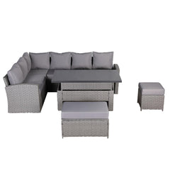 IN STOCK...Wantage Left Hand Corner Sofa Set with Rising Table in large Grey Rattan