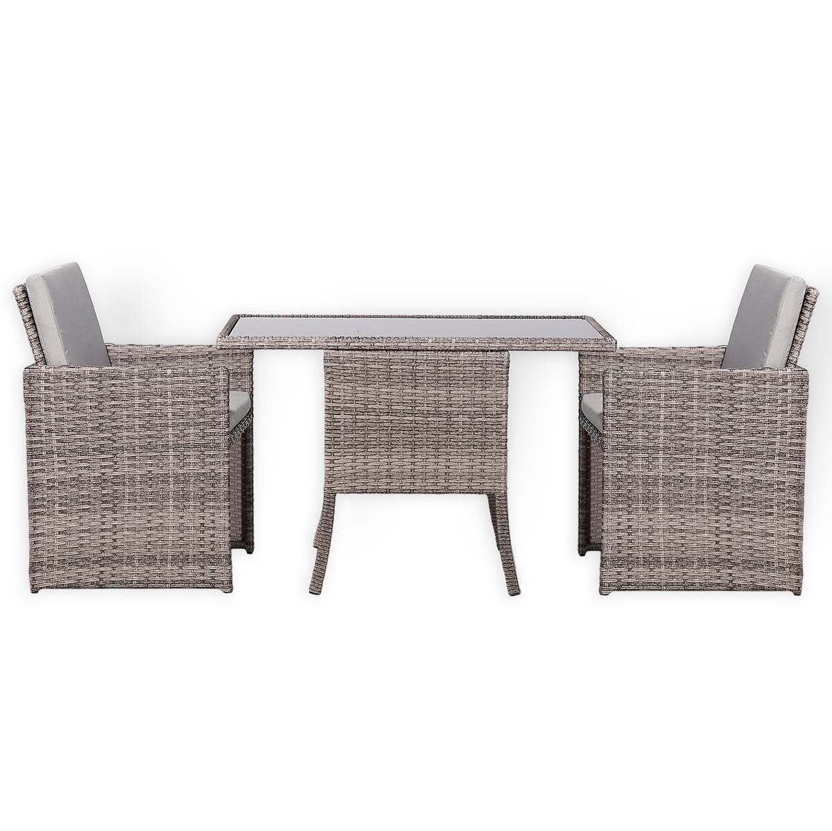 Rose Range Rattan Bistro Furniture Set for Balcony / Poolside in Preminum Grey Rattan
