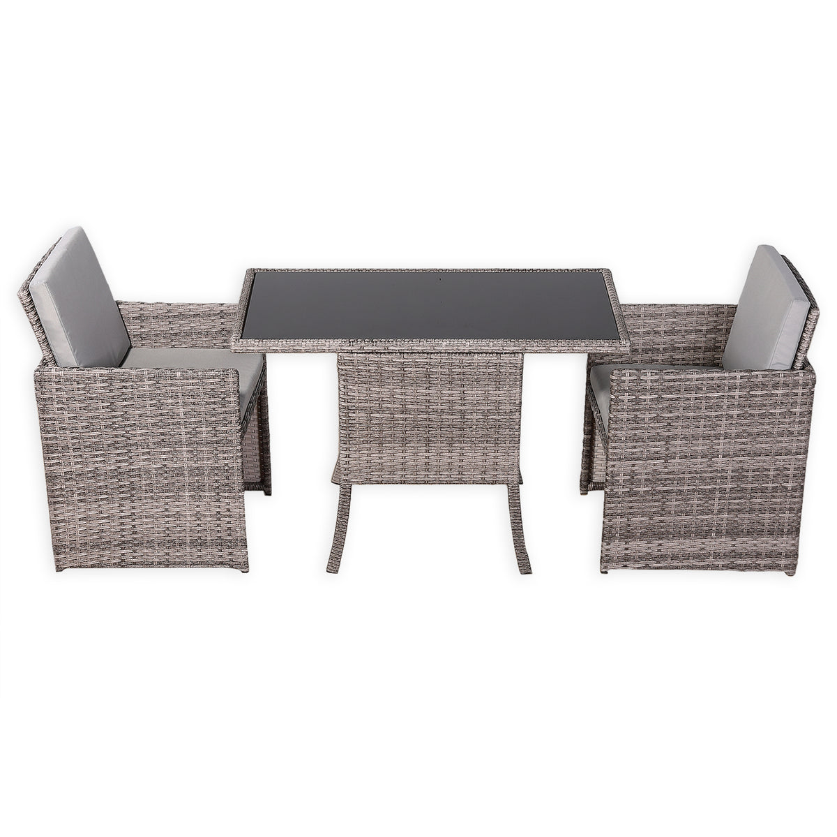 Rose Range Rattan Bistro Furniture Set for Balcony / Poolside in Preminum Grey Rattan