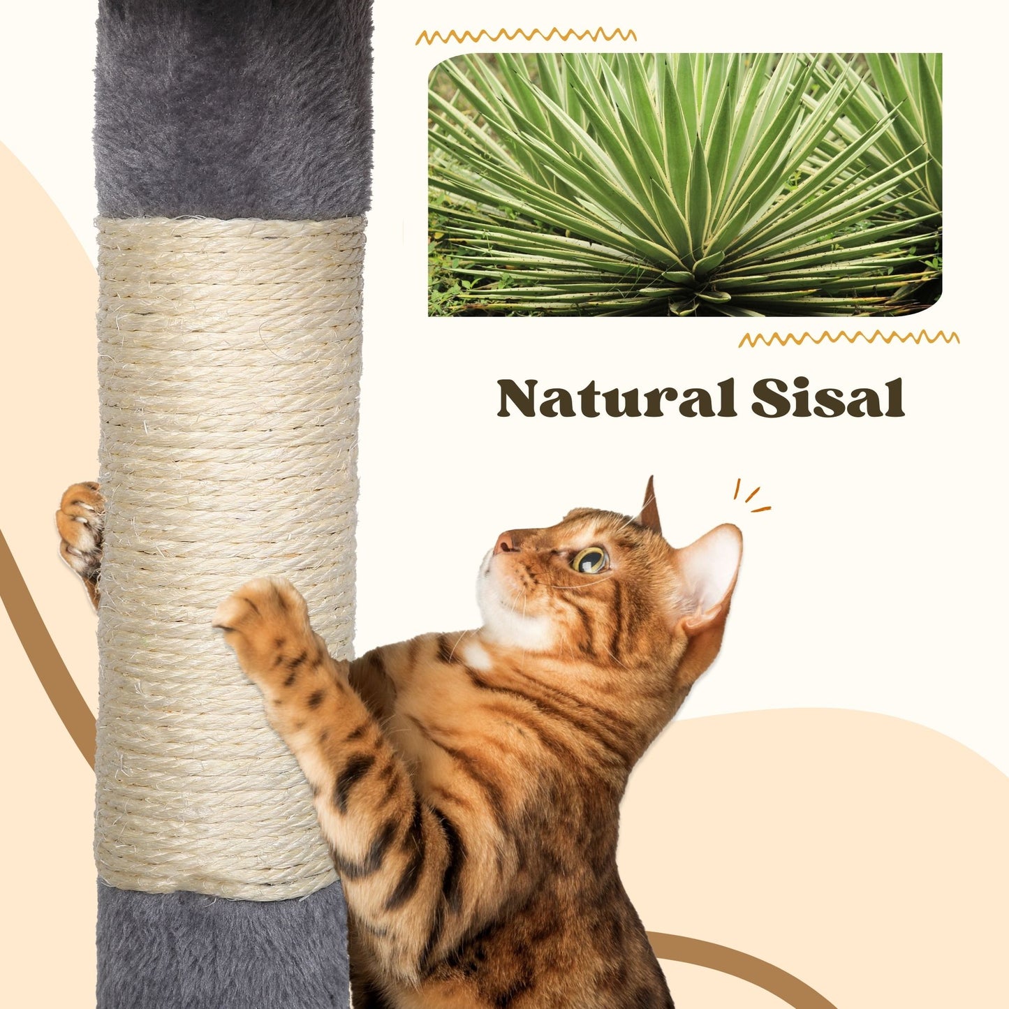 Max Mice Tree Tower Scratching Posts Multilevel Cat Climbing House with Condos & Ladder Cat Activity Centre for Indoor Cats, Grey