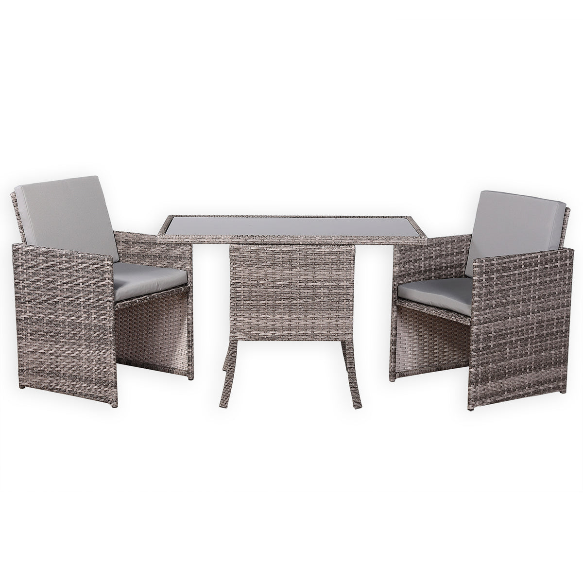 Rose Range Rattan Bistro Furniture Set for Balcony / Poolside in Preminum Grey Rattan