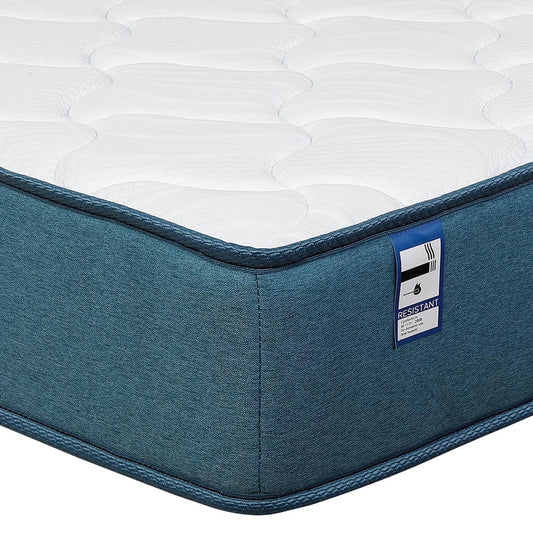 Club Rattan 135x190x22cm Hybrid Pocket Sprung & Memory Foam Double Mattress With Breathable Fabric, Medium Firm Feel,Skin Friendly Durable-Blue