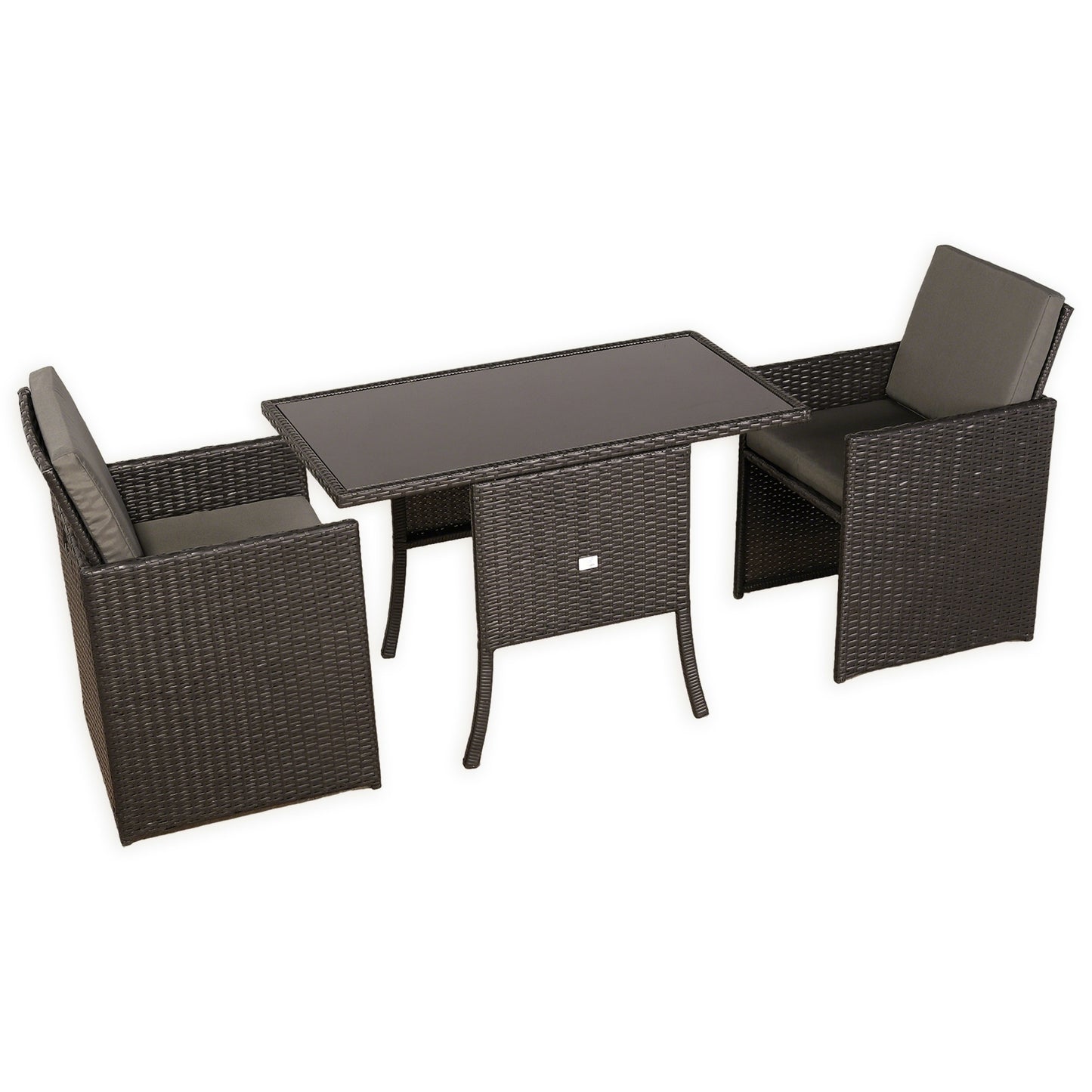 Ebony Range Rattan Furniture Set for Balcony Poolside in Brown Rattan