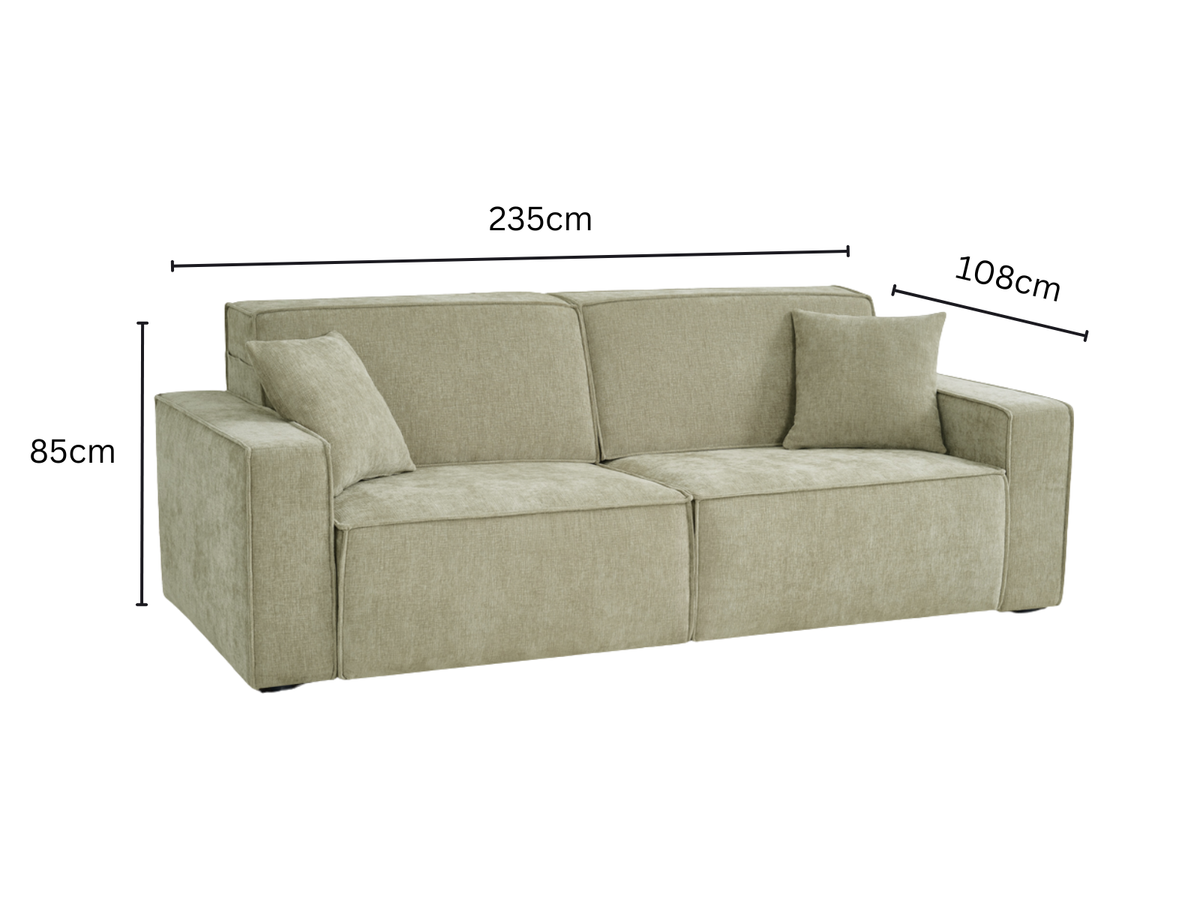Sleek Green Electric Sofa Bed – 3 Seater with Power Extension Mechanism & Accent Cushions