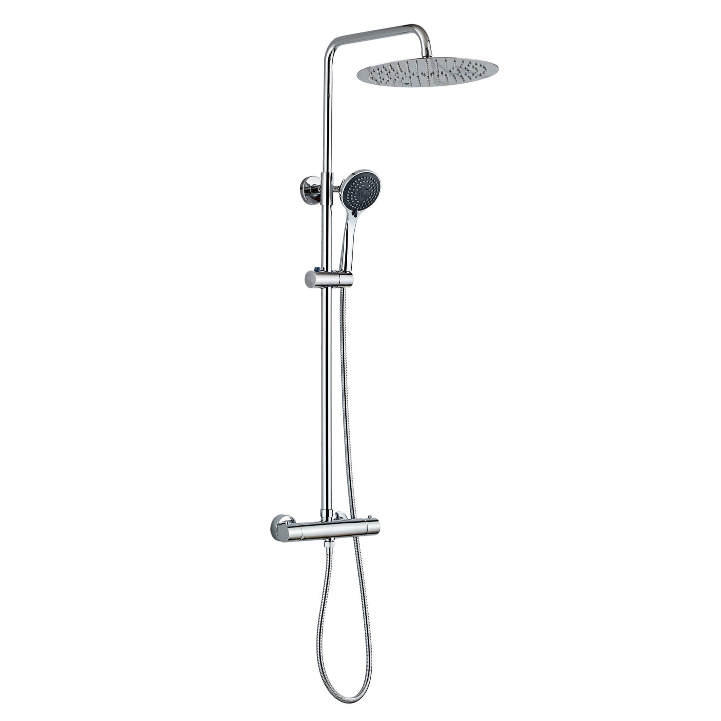 Thermostatic Shower Valve, Fixed Head & Handset Shower Set - Chrome