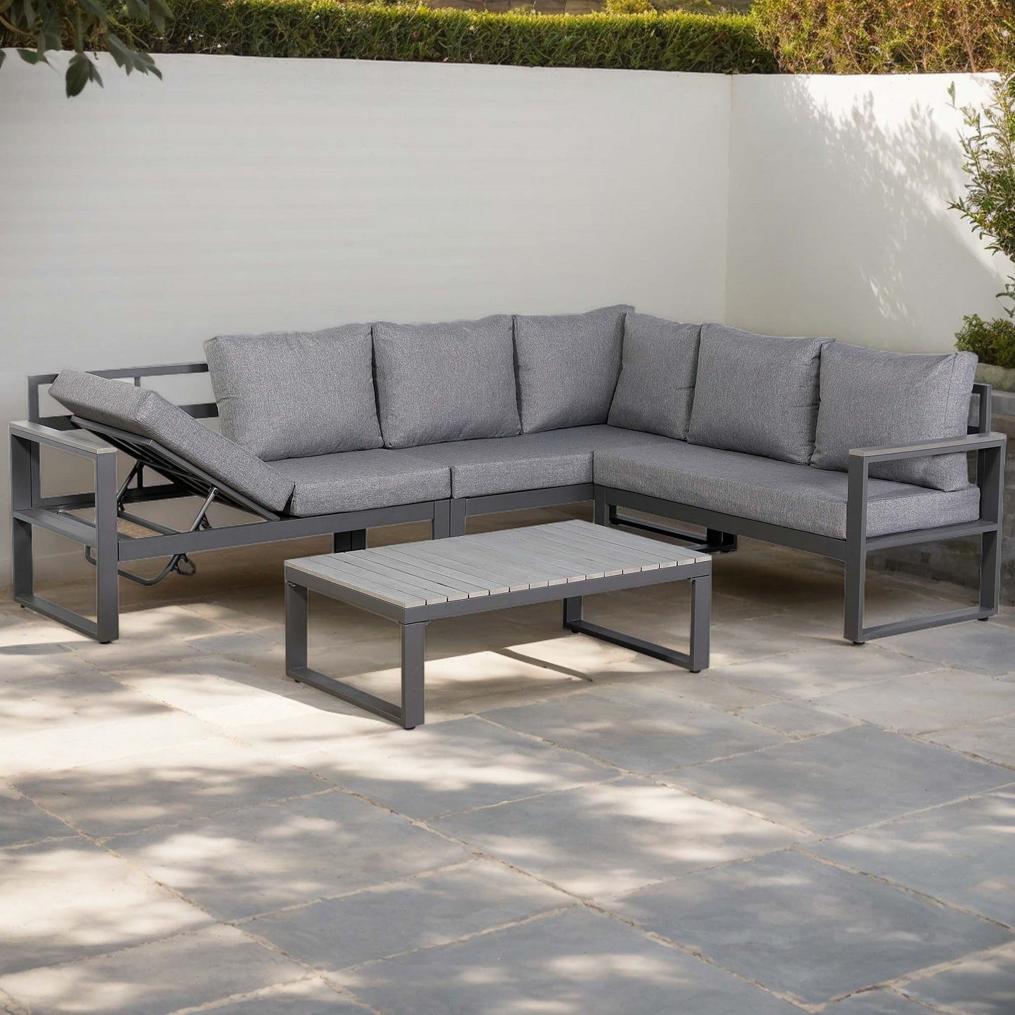 CK-03 Dune Range RHF Corner Set Charcoal Aluminium Frame With Grey Cushions