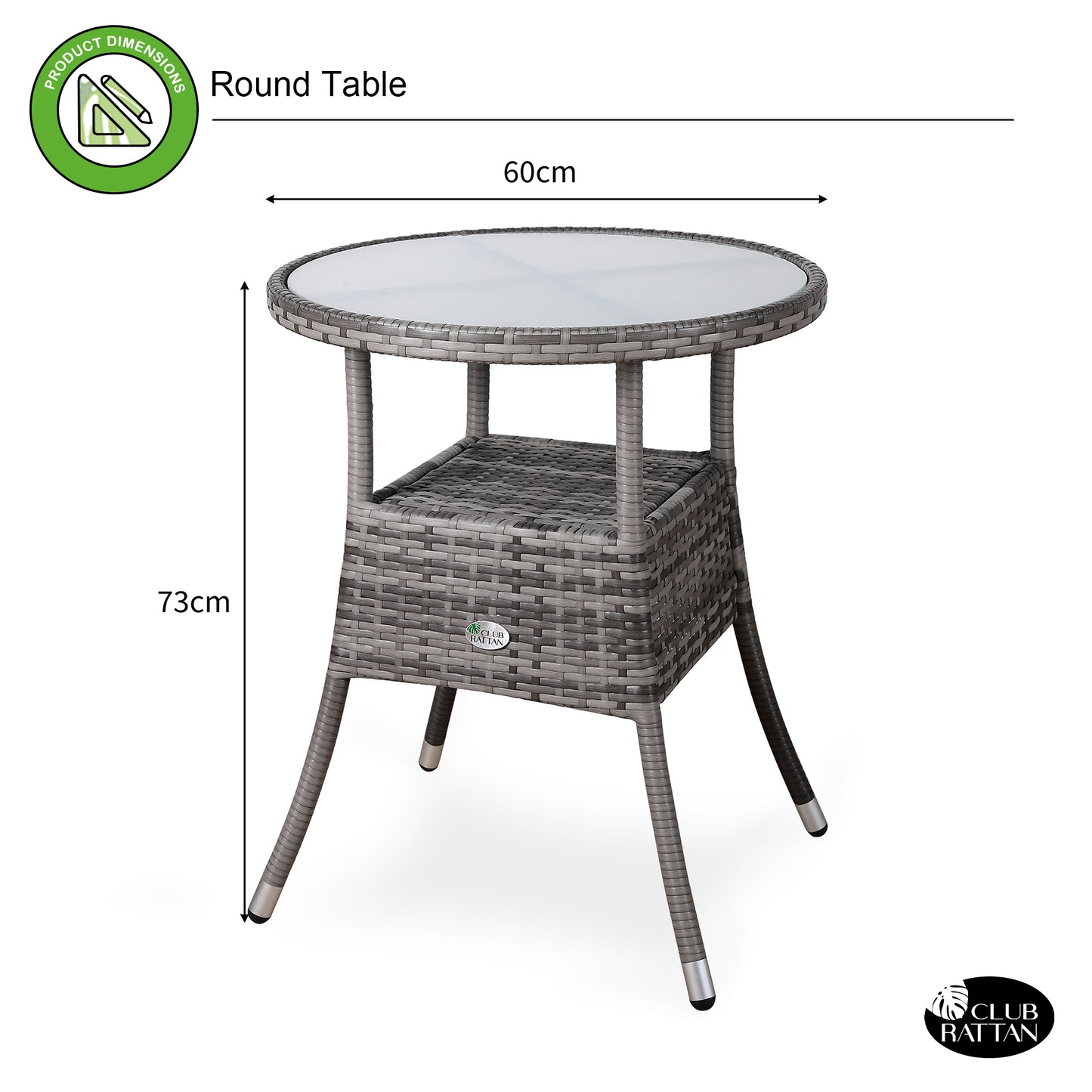 Palma Range Round Coffee Table | Garden Table With Frosted Safety Glass Plate