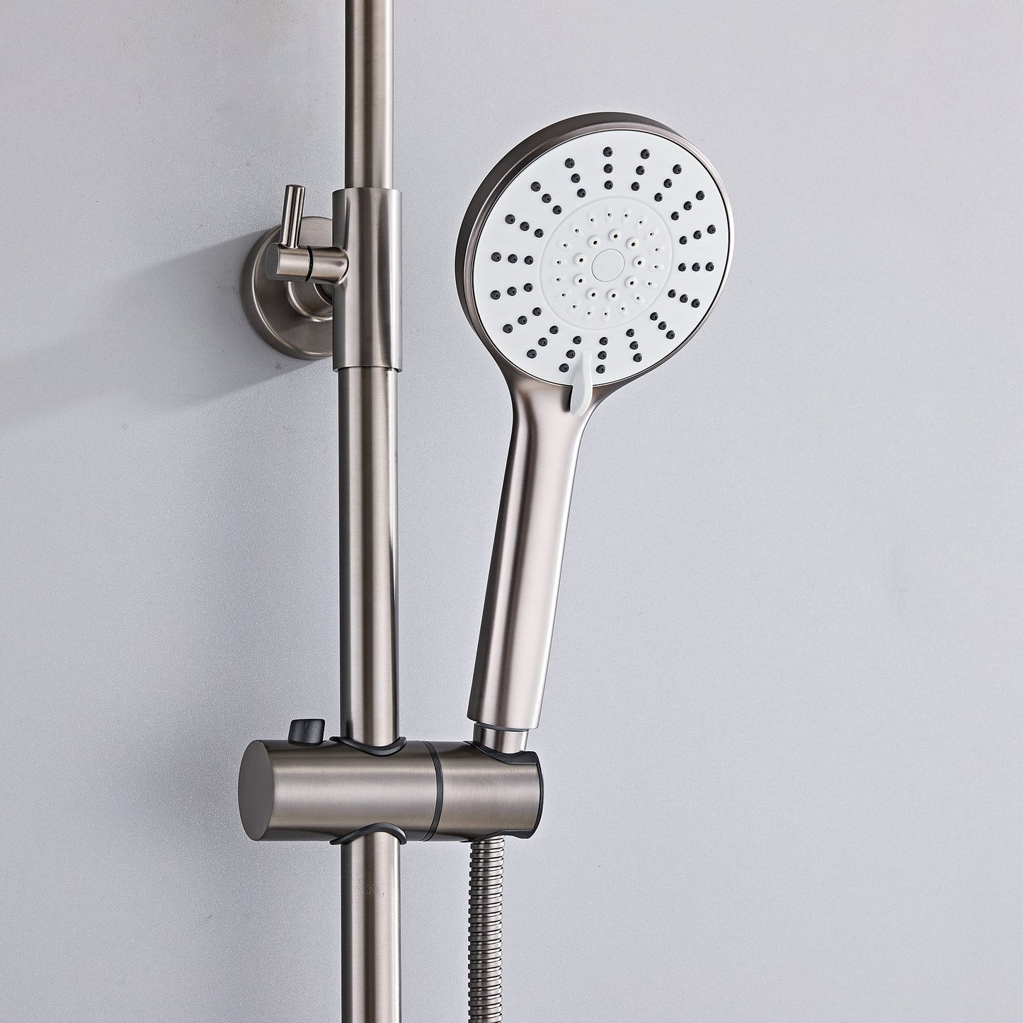 Thermostatic Shower Valve, Fixed Head & Handset Shower Set - Gun Grey