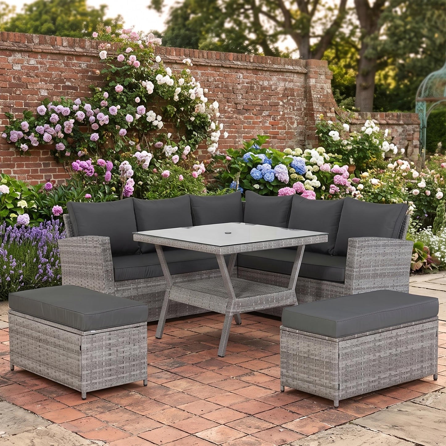 Bristol Range 9 Seater Rattan Garden Furniture Set | All-Weather Sofa & Dining Set with Free Rain Cover