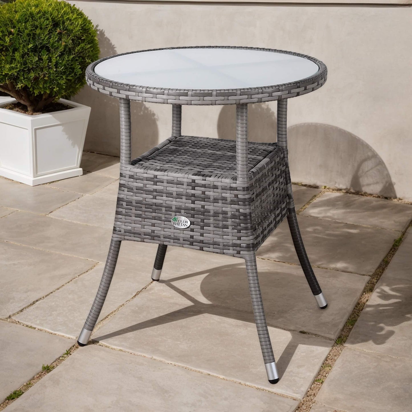Palma Range Round Coffee Table | Garden Table With Frosted Safety Glass Plate