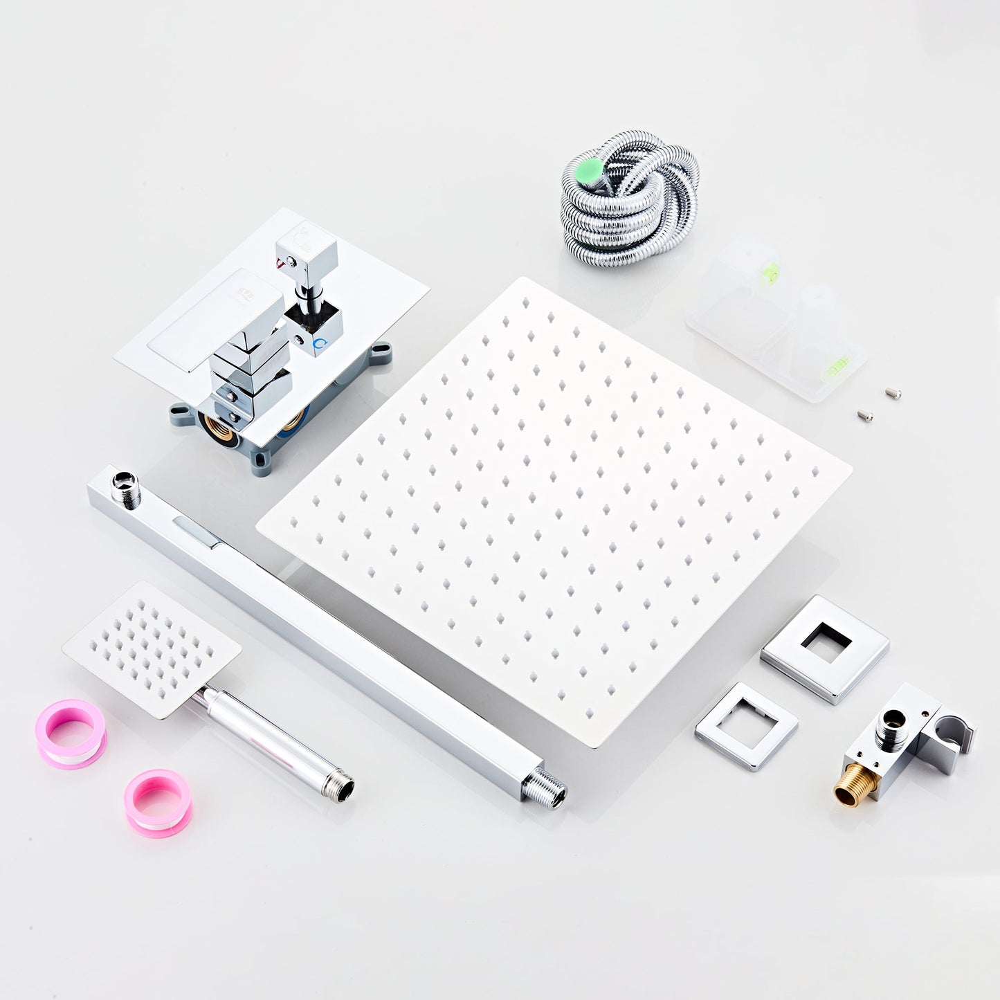 Chrome Shower Valve, Fixed Shower Head & Handset