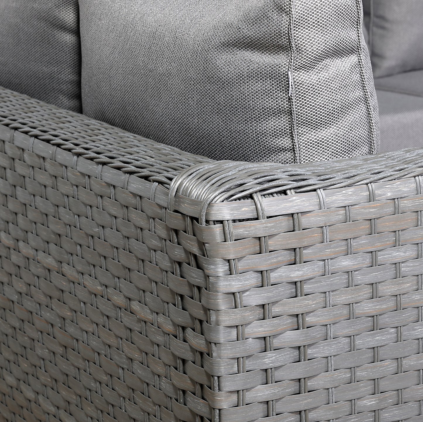 Isobella Range Right Hand Corner Sofa Set with Rising Table in Slate Grey Weave