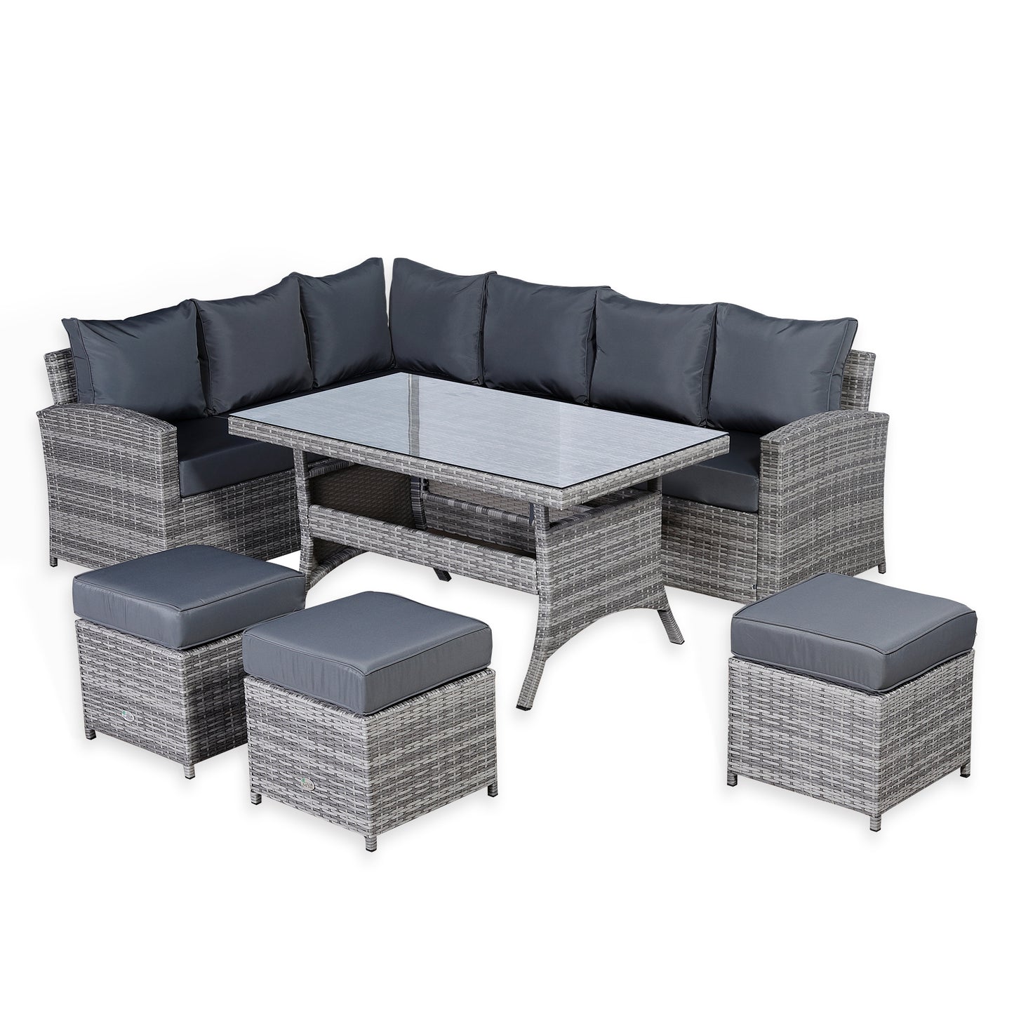 Harmony Range High Back Left Hand Corner Sofa Set with Dinning Table in Grey Rattan(CS14)
