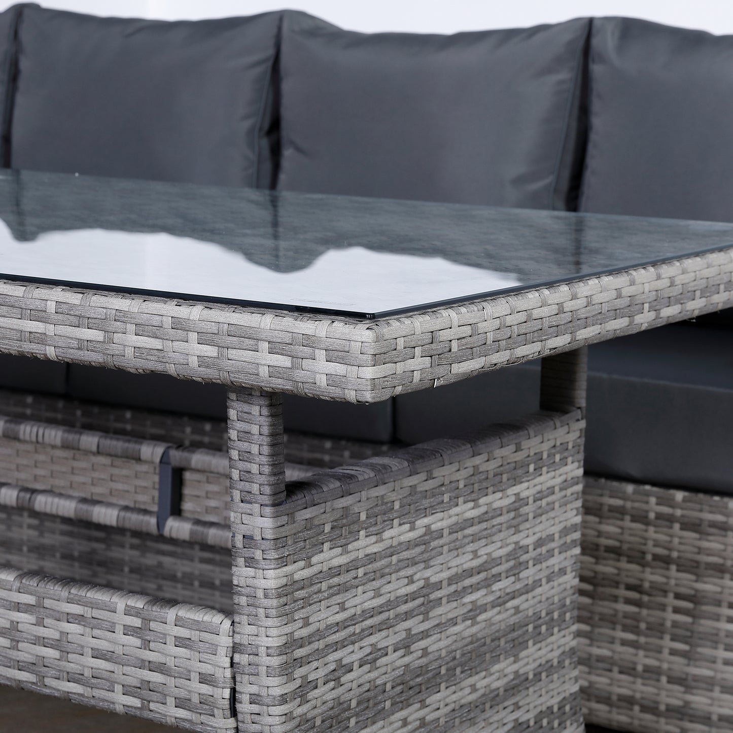 FB | Harmony Range High Back Right Hand Corner Sofa Set with Dining Table in Grey Rattan