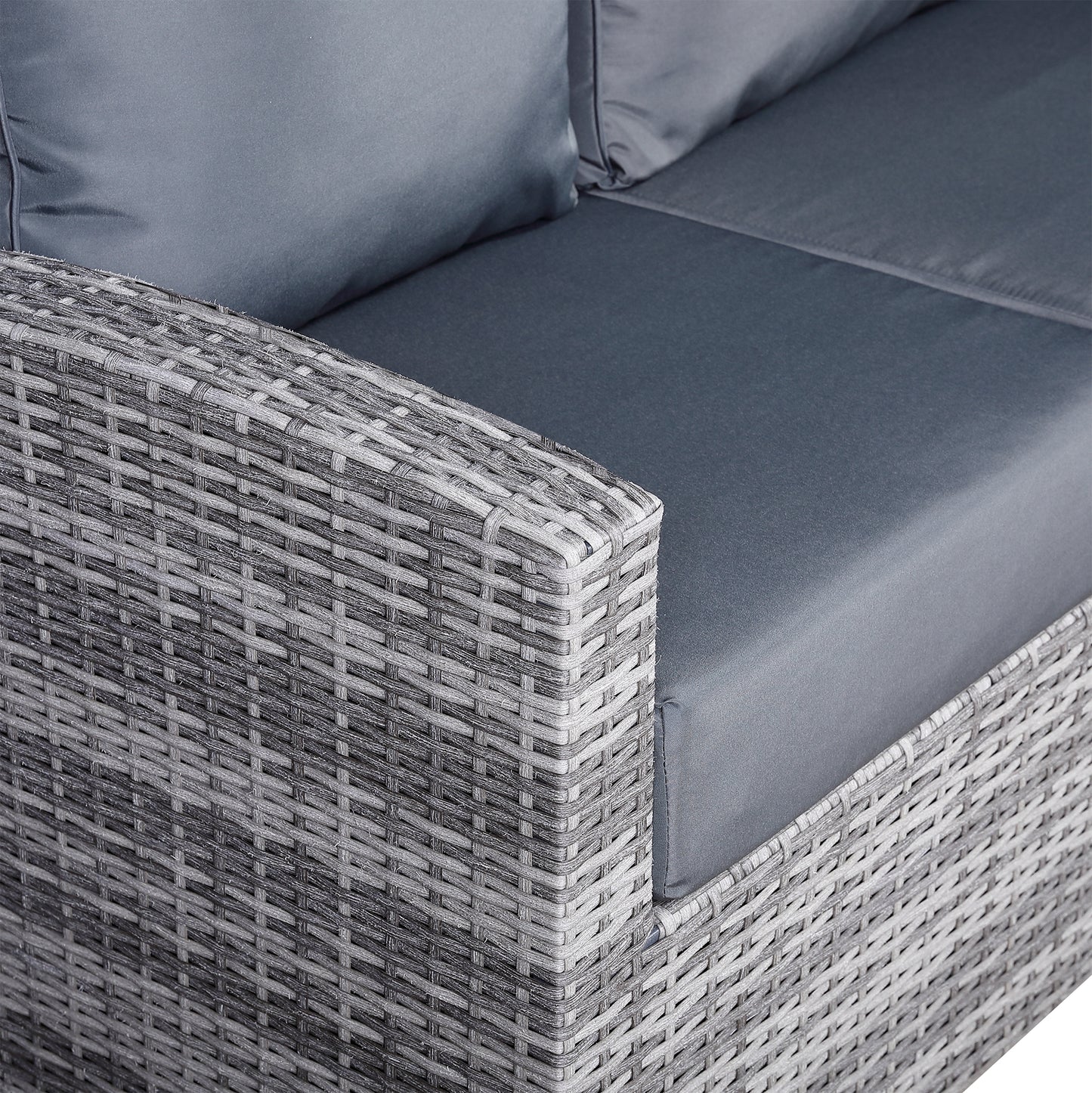FB | Harmony Range High Back Right Hand Corner Sofa Set with Dining Table in Grey Rattan
