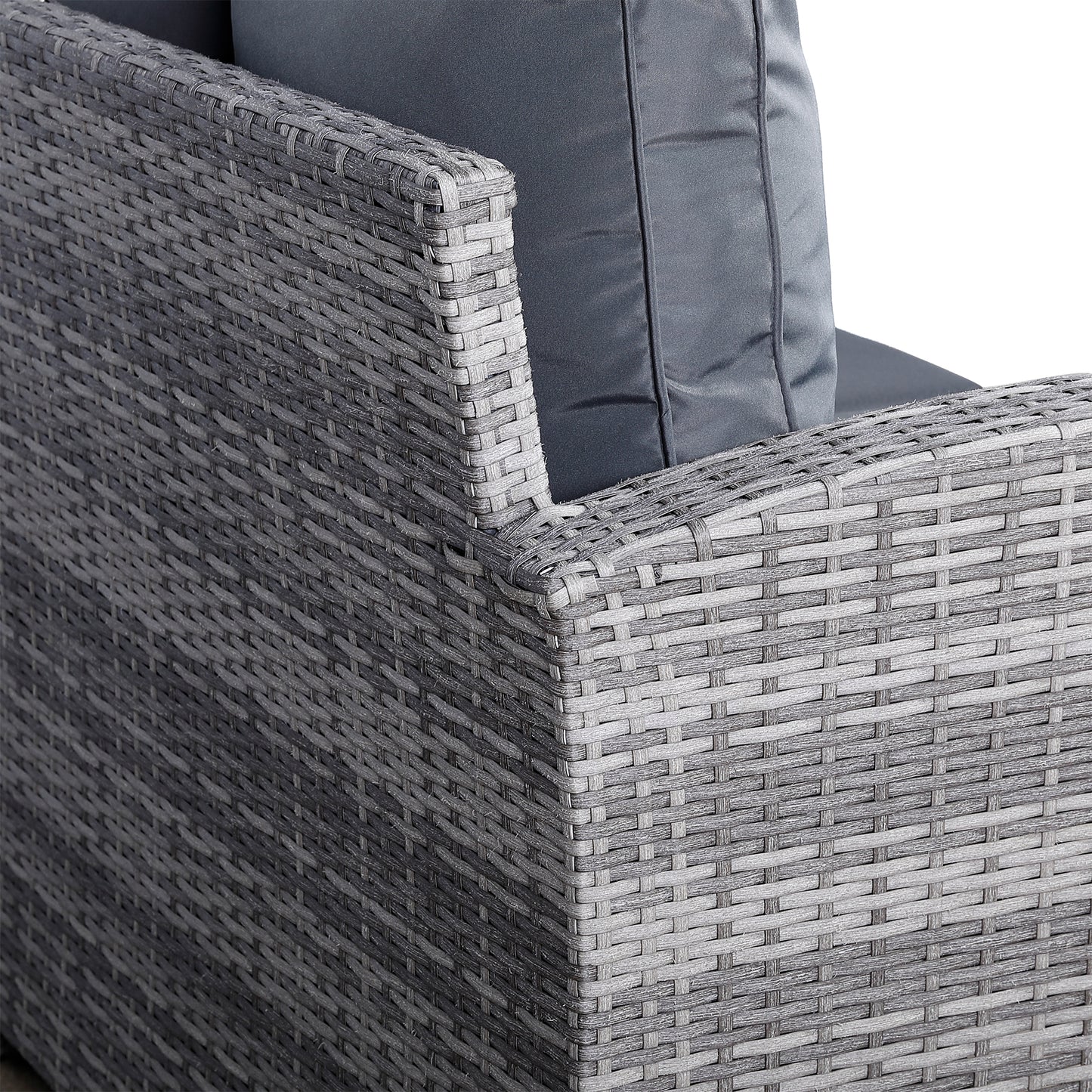 FB | Harmony Range High Back Right Hand Corner Sofa Set with Dining Table in Grey Rattan