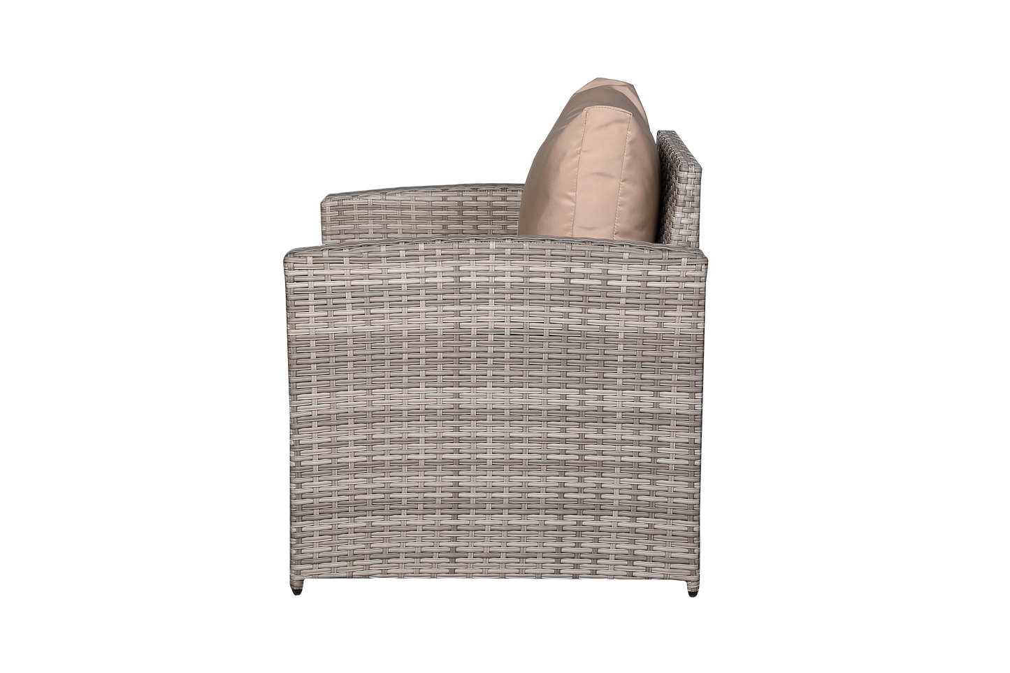 Ashley Range Pair of Arm Chairs in Light Grey Rattan and Beige Cushions