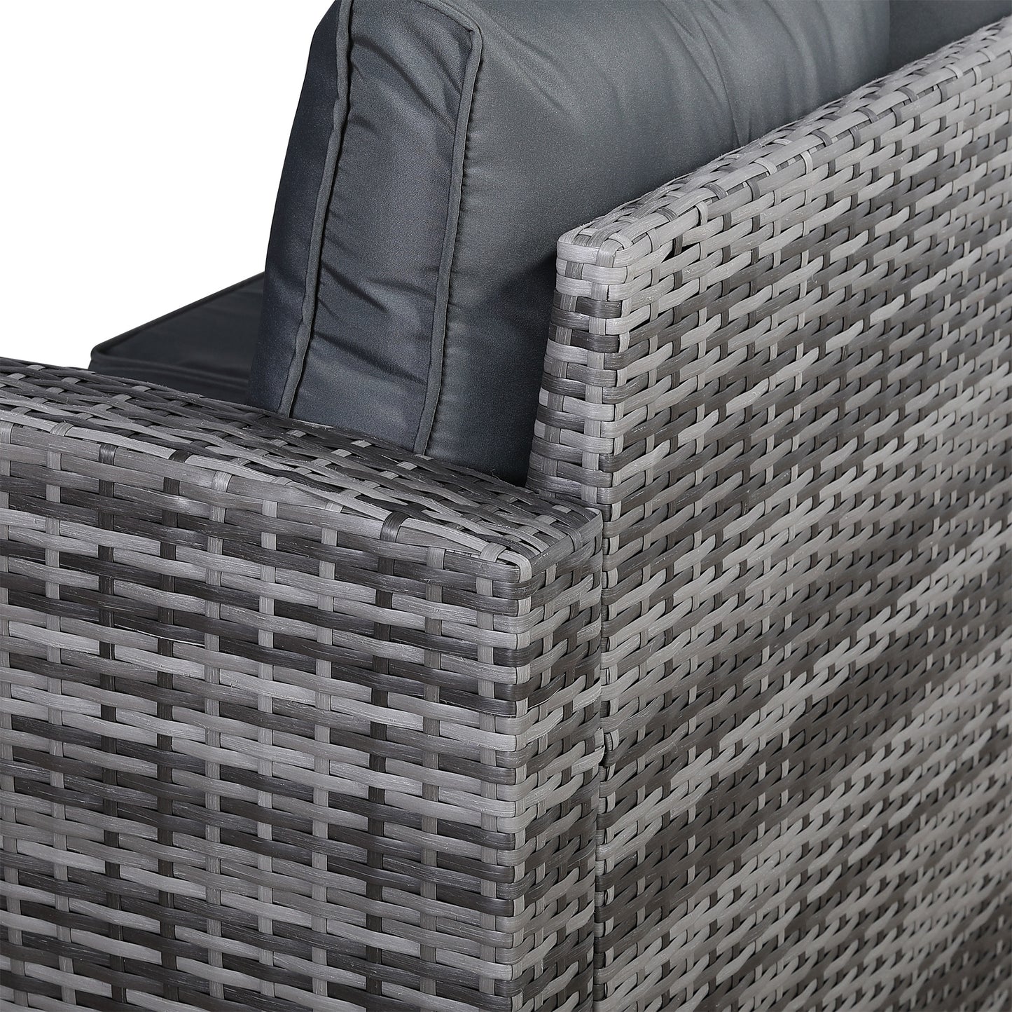 Due in 30/06/25 Henley Range Rlite Rhf Corner Sofa Set with Dining Table in Grey Rattan