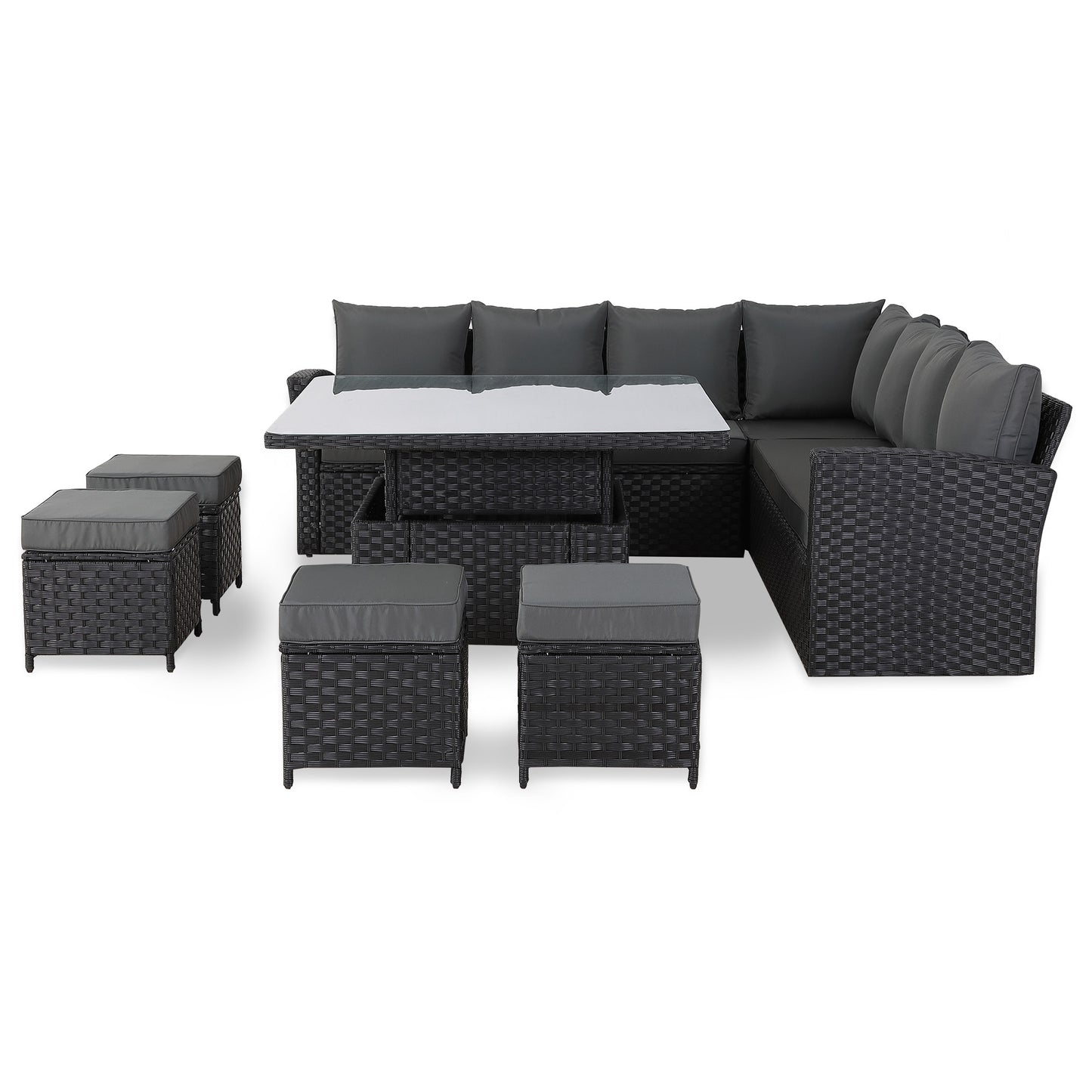 PRE ORDER-Bath High Back Range 11 Seater L-Shape Rattan Garden Furniture Set | | All-Weather Corner Sofa Dining Set with Free Rain Cover