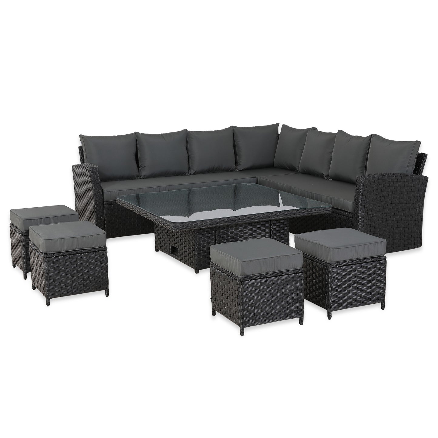PRE ORDER-Bath High Back Range 11 Seater L-Shape Rattan Garden Furniture Set | | All-Weather Corner Sofa Dining Set with Free Rain Cover