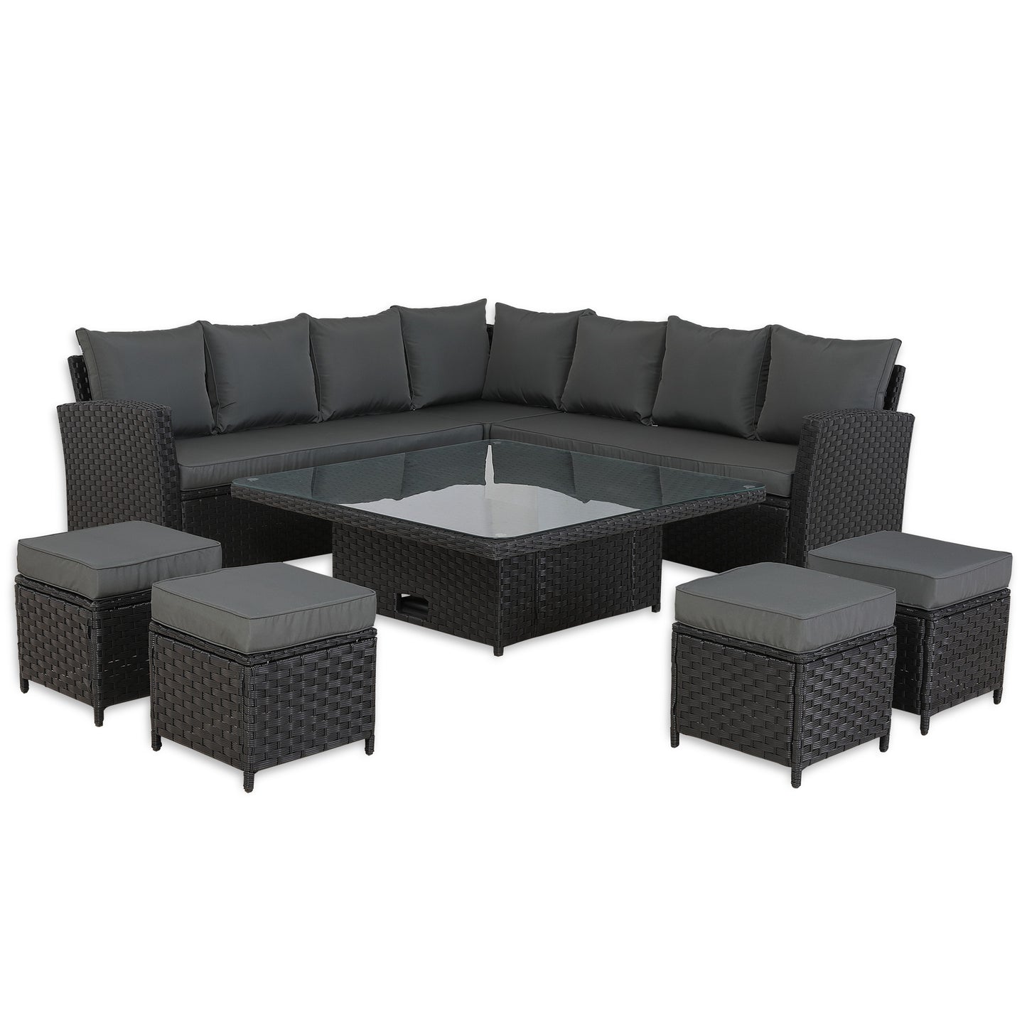 Bath High Back Range 11 Seater L-Shape Rattan Garden Furniture Set | | All-Weather Corner Sofa Dining Set with Free Rain Cover