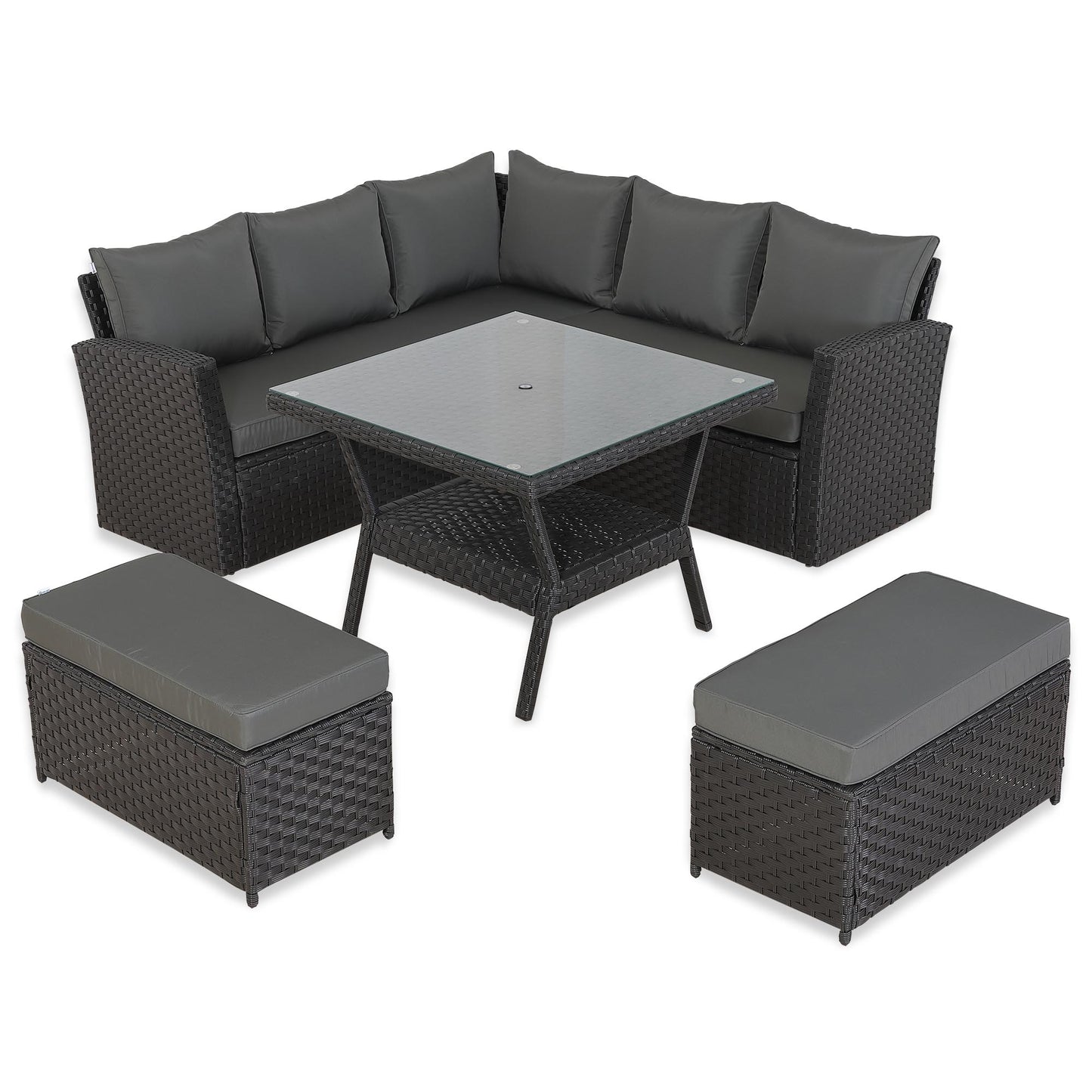 PRE ORDER-Bath High Back Range 9 Seater Rattan Garden Furniture Set | All-Weather Sofa & Dining Set with Free Rain Cover