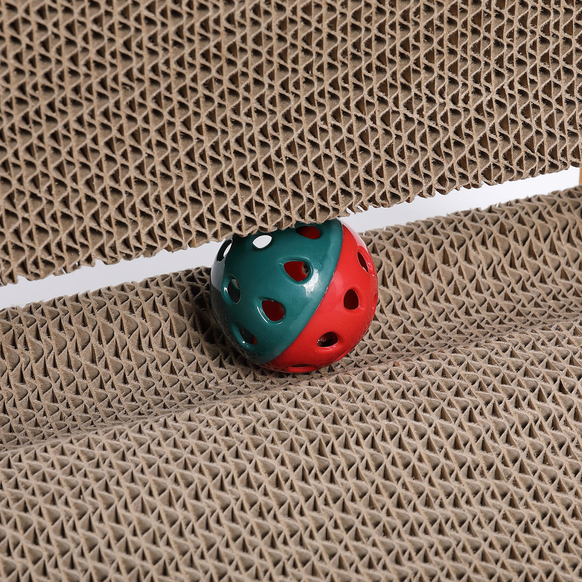 Max Mice L Shape Cat Scratching Board with Ball Toy, Cardboard Scratching,60cm High Cat Scratching Board for Indoor Cats, Protecting Furniture Scratch Pad