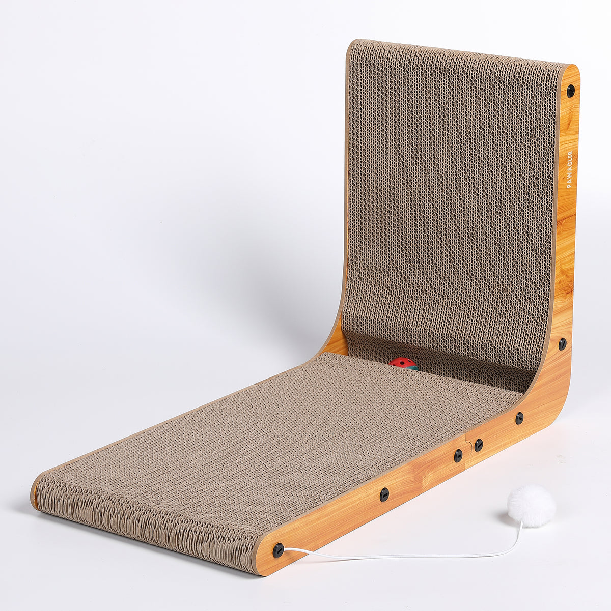 Max Mice L Shape Cat Scratching Board with Ball Toy, Cardboard Scratching,60cm High Cat Scratching Board for Indoor Cats, Protecting Furniture Scratch Pad