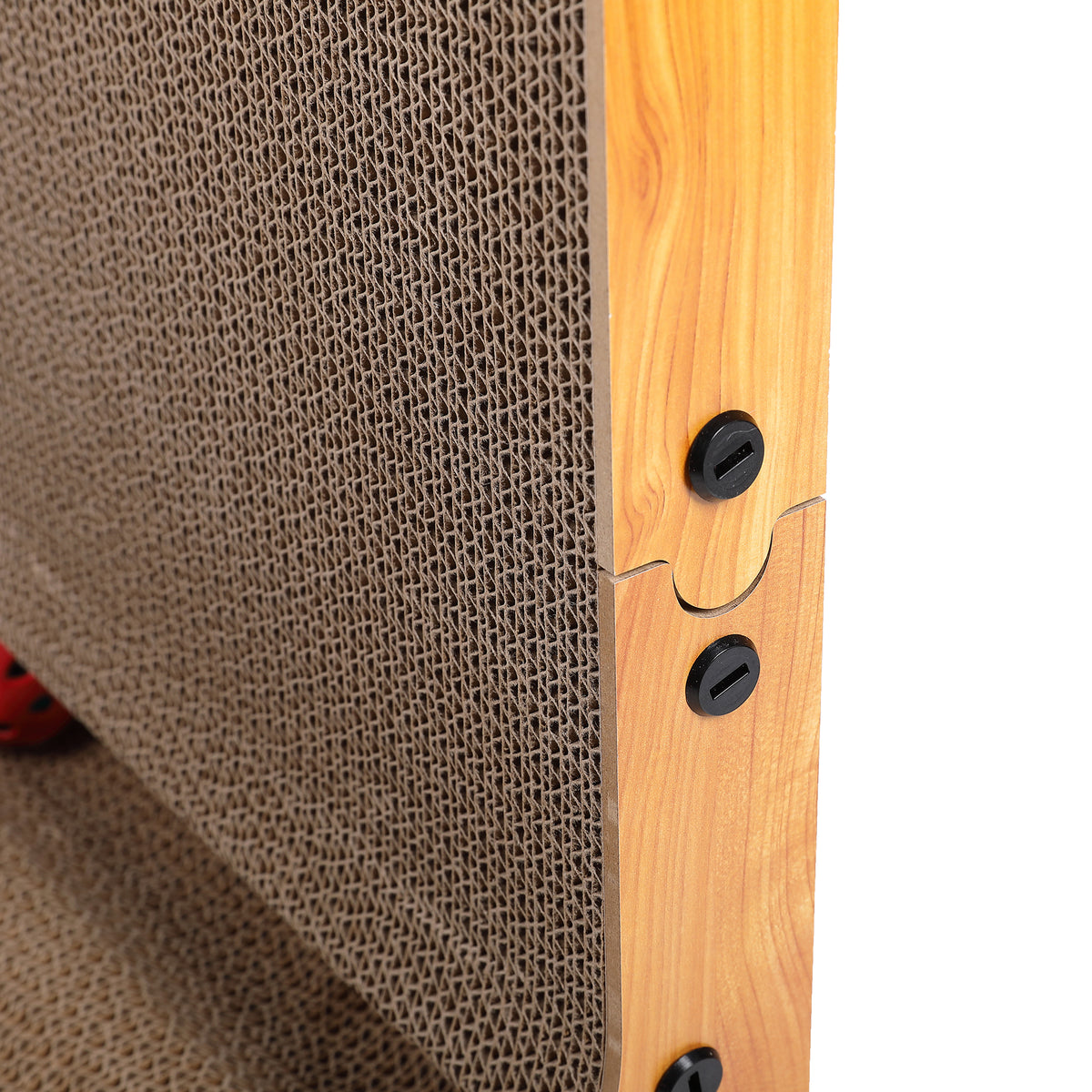 Max Mice L Shape Cat Scratching Board with Ball Toy, Cardboard Scratching,60cm High Cat Scratching Board for Indoor Cats, Protecting Furniture Scratch Pad