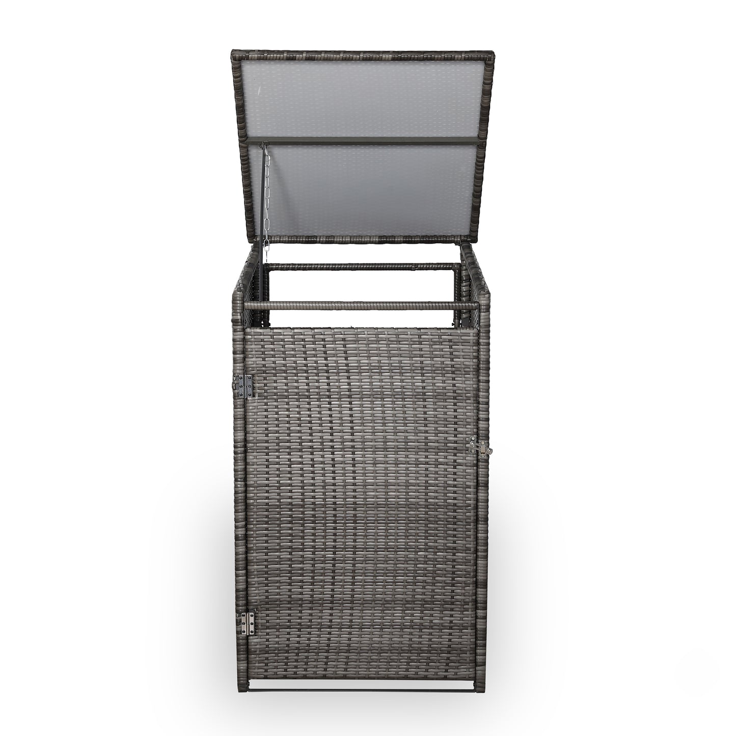 Due in 25/06/25...Club Rattan wheelie bin shed / store in Grey Rattan Weave (WBS-1G)