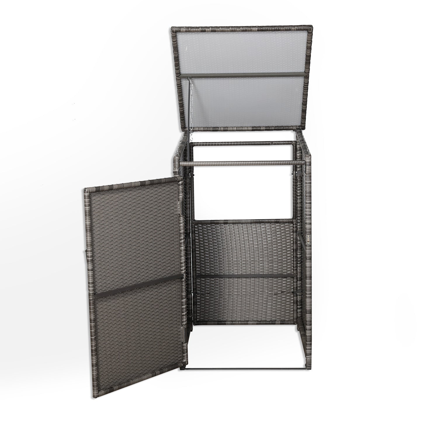 Due in 25/06/25...Club Rattan wheelie bin shed / store in Grey Rattan Weave (WBS-1G)