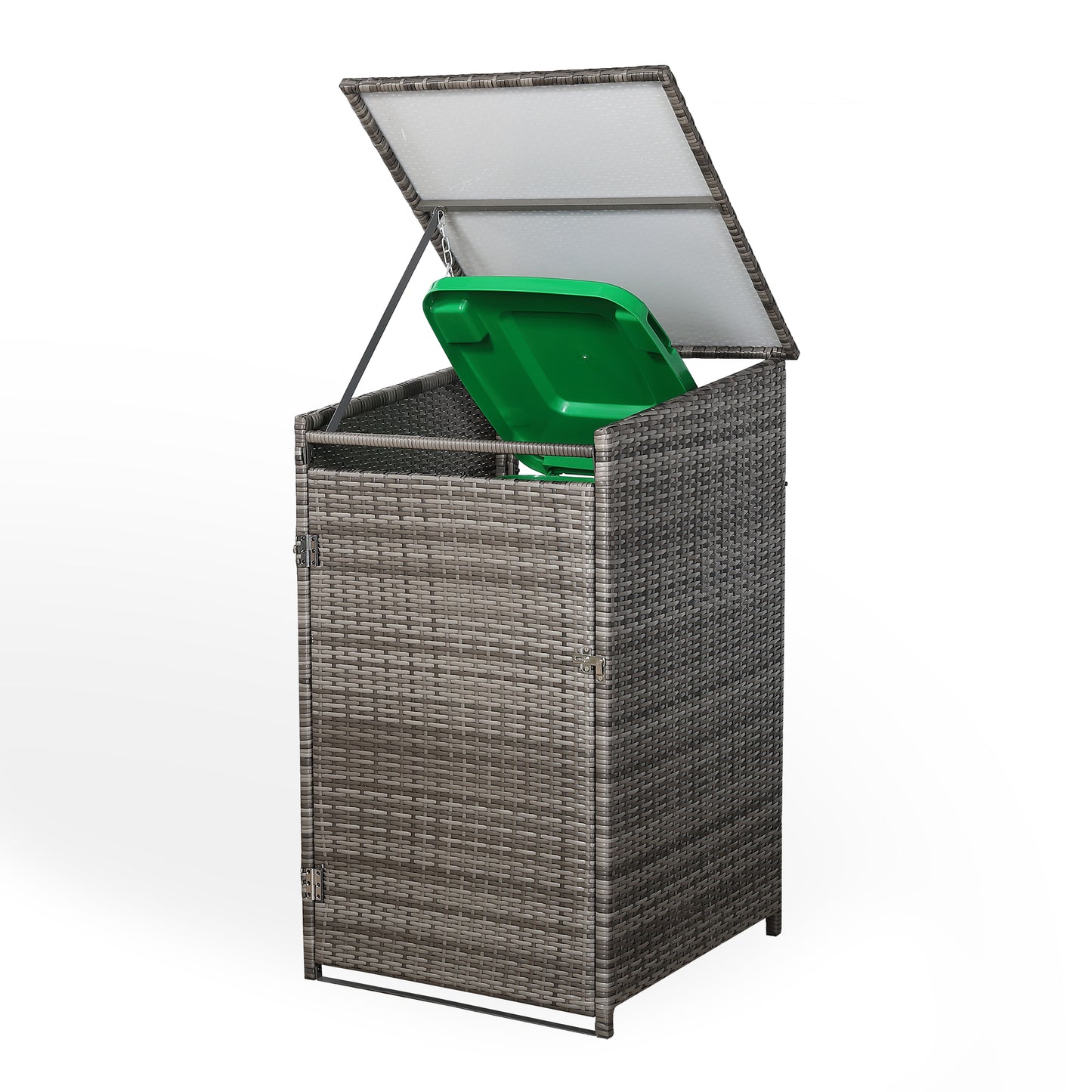 Due in 25/06/25...Club Rattan wheelie bin shed / store in Grey Rattan Weave (WBS-1G)