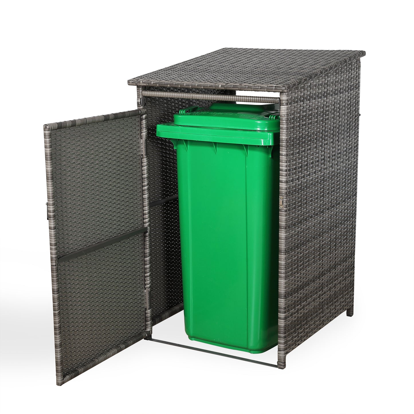 Club Rattan wheelie bin shed / store in Grey Rattan Weave (WBS-1G)