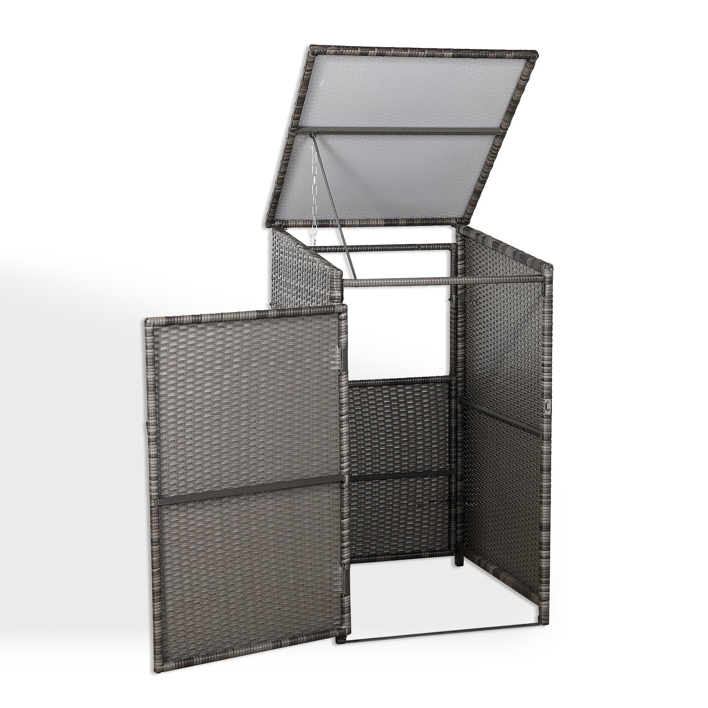 Club Rattan wheelie bin shed / store in Grey Rattan Weave (WBS-1G)