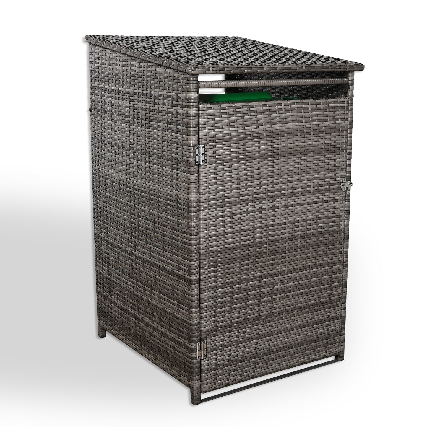 Due in 25/06/25...Club Rattan wheelie bin shed / store in Grey Rattan Weave (WBS-1G)