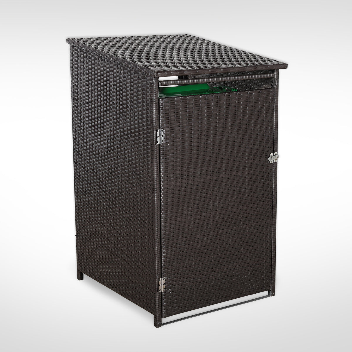 Club Rattan Ebony wheelie bin shed / store in Dark Brown Rattan Weave (WBS-1B)