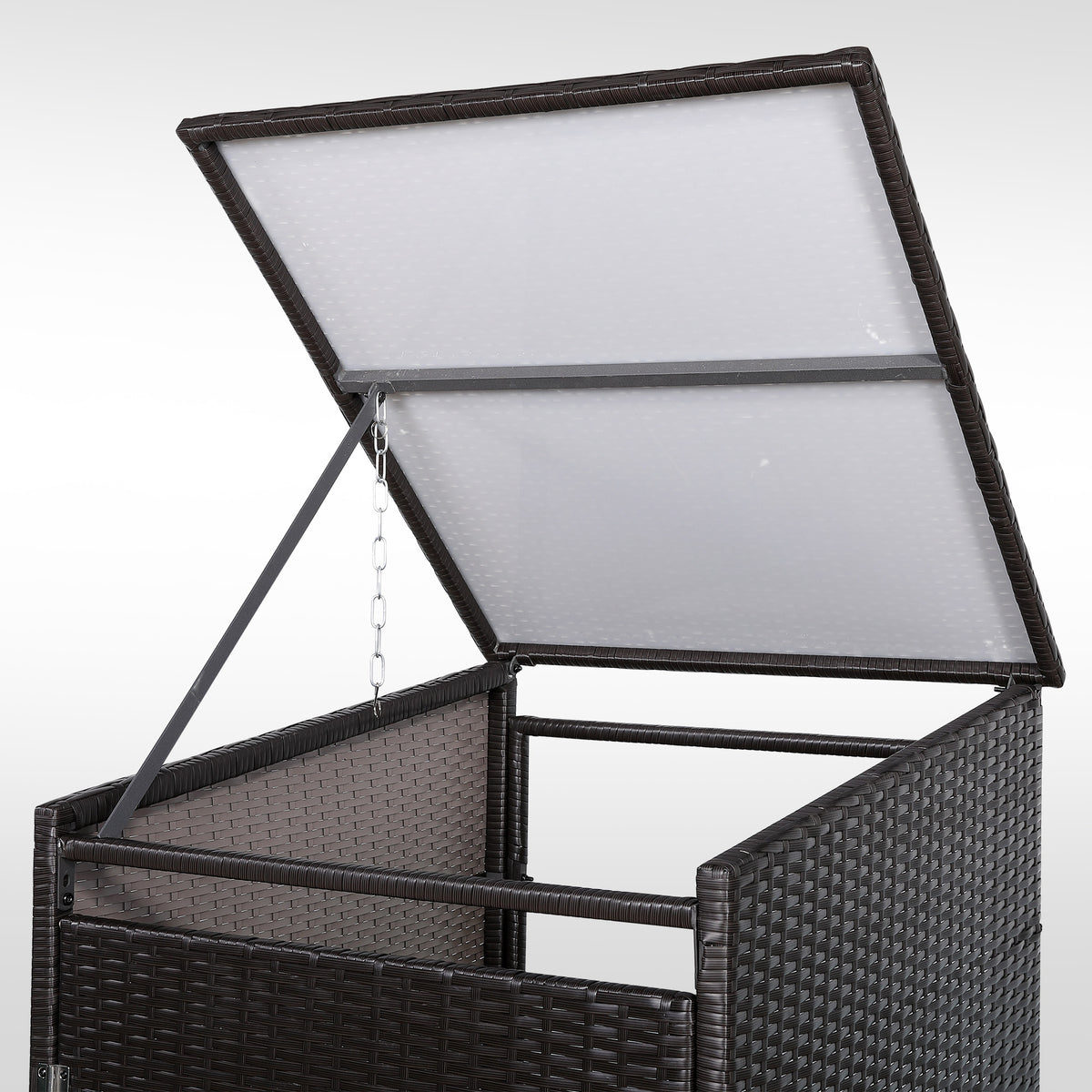 Club Rattan Ebony wheelie bin shed / store in Dark Brown Rattan Weave (WBS-1B)