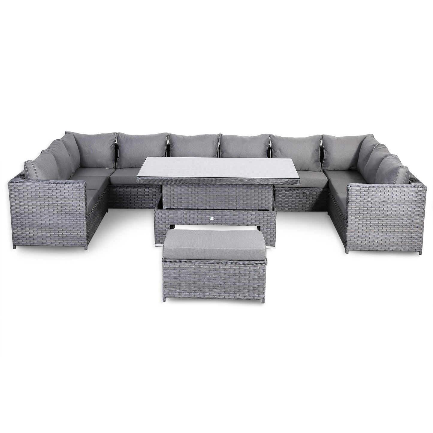 Isobella Range Large Modular U-Shape Corner Set with Rising Table in Slate Grey Weave