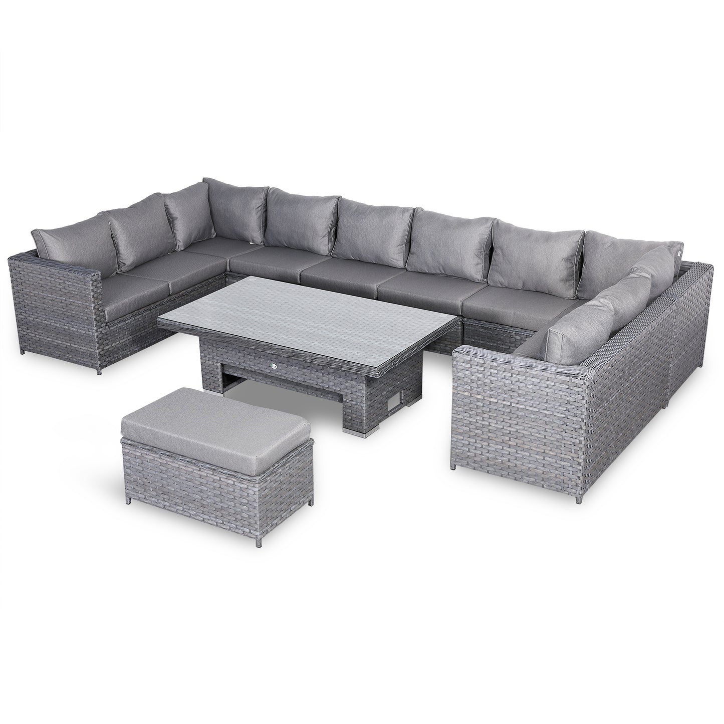 Isobella Range Large Modular U-Shape Corner Set with Rising Table in Slate Grey Weave