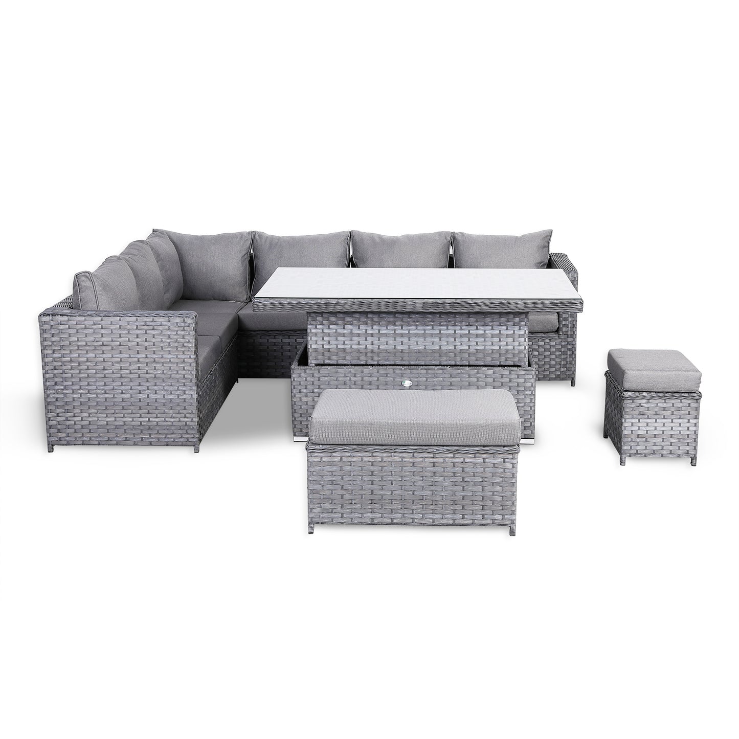 Isobella Range Left Hand Corner Sofa Set with Rising Table in Slate Grey Weave