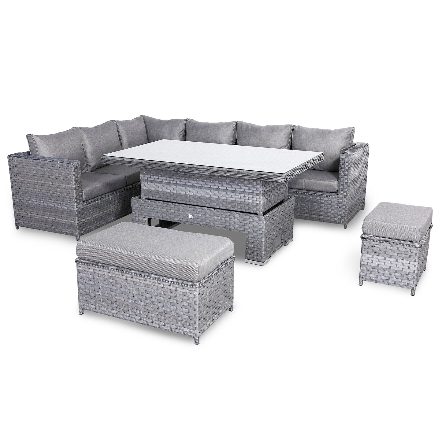 Isobella Range Left Hand Corner Sofa Set with Rising Table in Slate Grey Weave