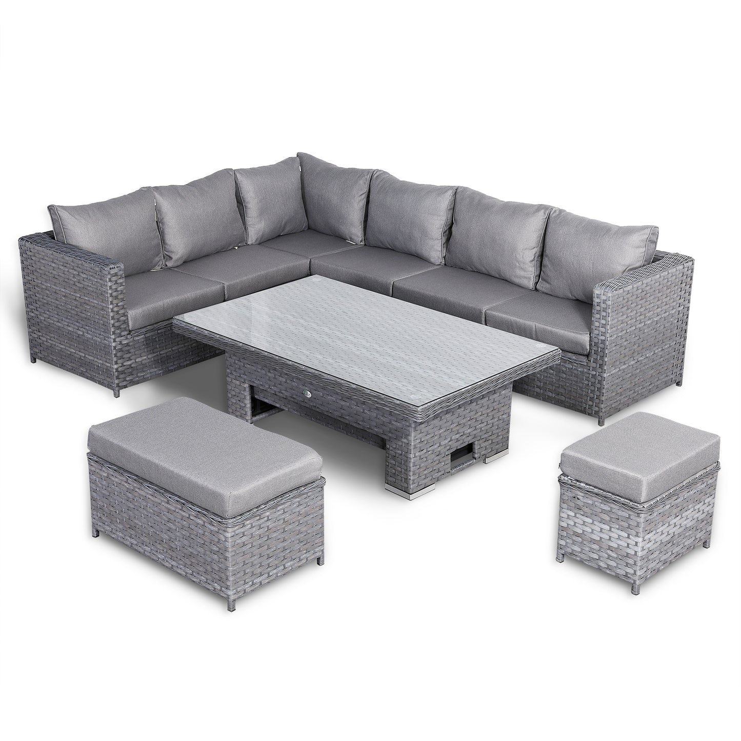 Isobella Range Left Hand Corner Sofa Set with Rising Table in Slate Grey Weave