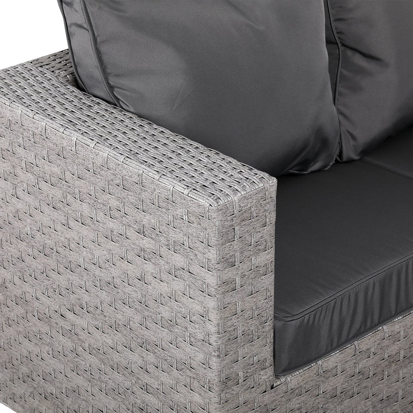 Ascot Range Large Modular Corner Sofa with Rising Table in Large Grey Rattan