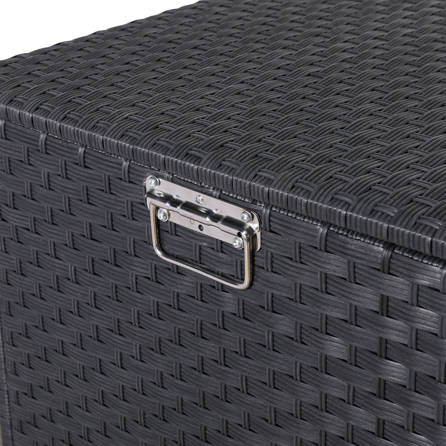 Bath Range Large Storage Box in Black Rattan Weave