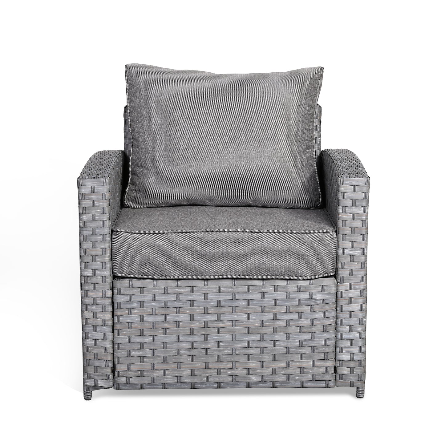 Isobella Range Single Arm Chair in Grey Rattan and Grey Cushions