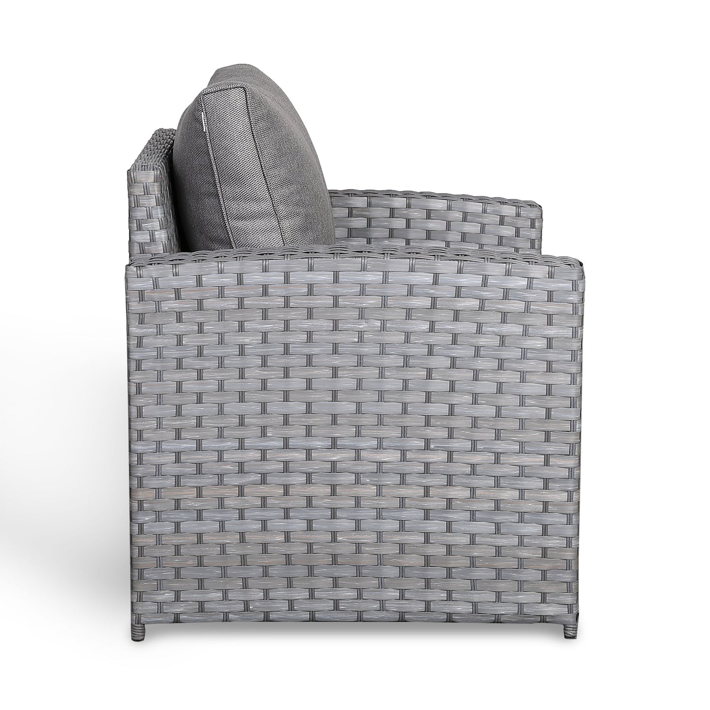 Isobella Range Single Arm Chair in Grey Rattan and Grey Cushions