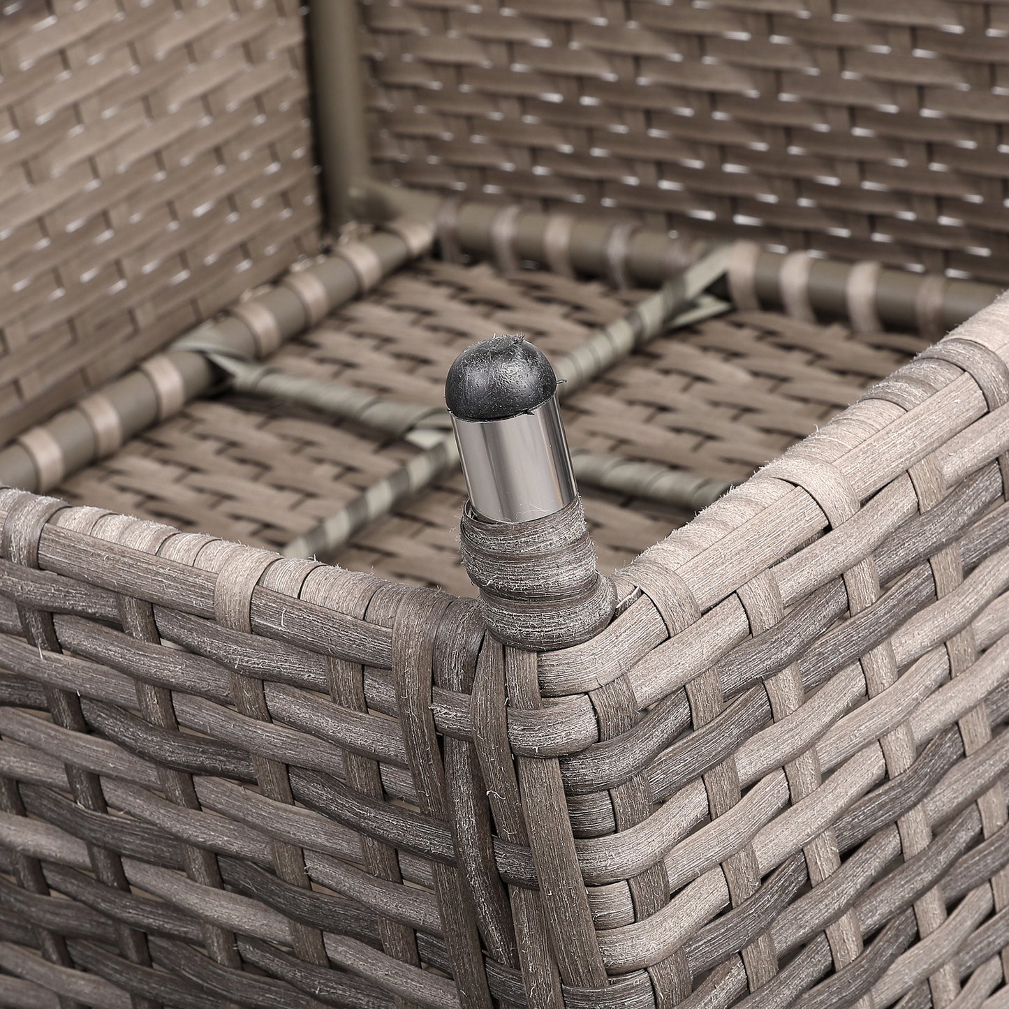 Sicily Range Aluminium Left Hand Corner Set with Fire Pit Rising Table and Arm Chair in Rustic Grey Weave