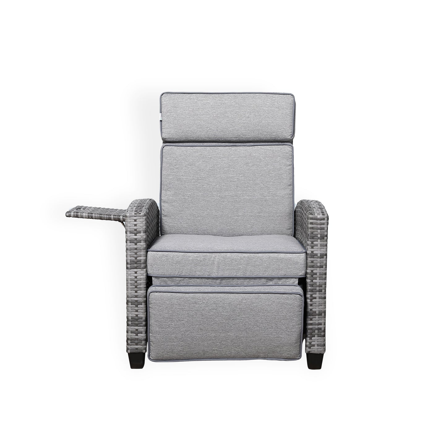Harmony Range Reclining Armchair with Flip Table in Grey Weave and Grey Cushion