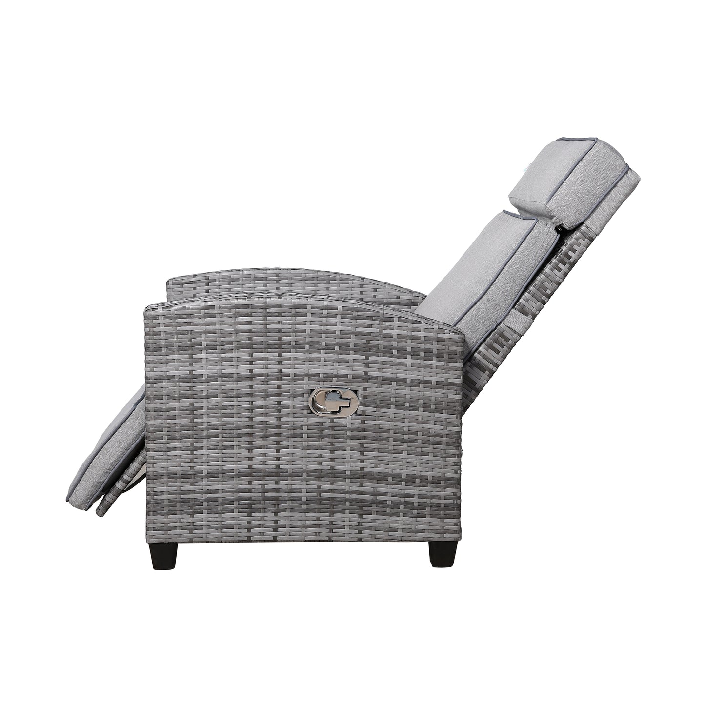 Harmony Range Reclining Armchair with Flip Table in Grey Weave and Grey Cushion